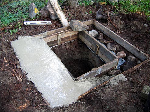 concrete squat pit