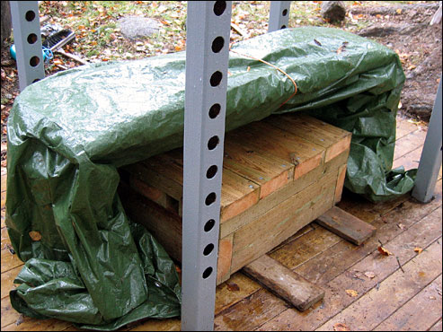 covered bench in rack